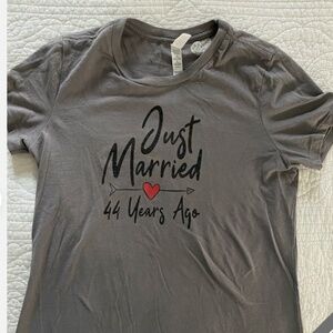 Womens Tee Just Married 44 Years Ago Wedding Anniversary Size M